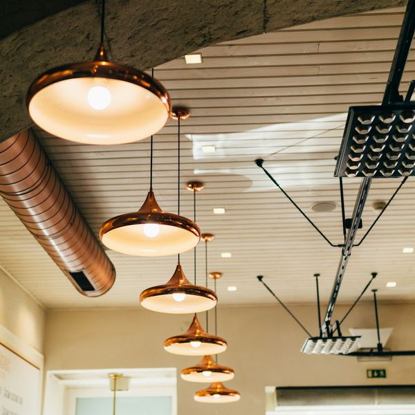 Pendant lights in a commercial interior