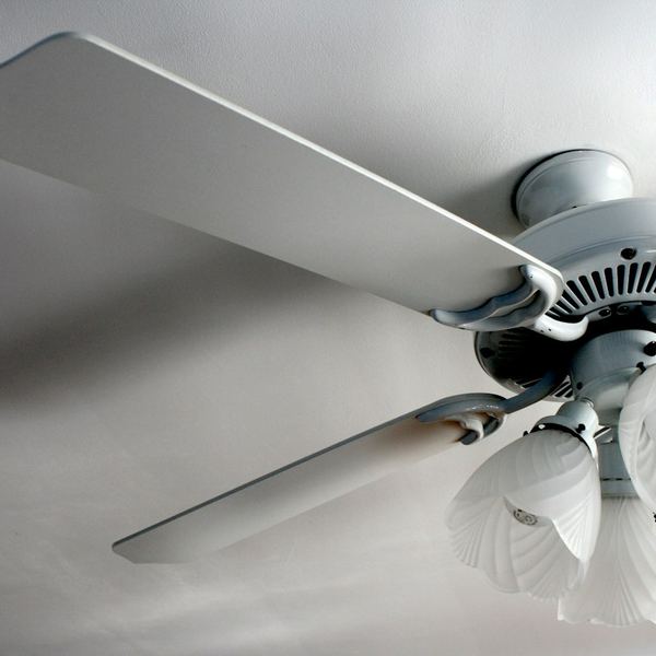 White ceiling fan with integrated lights