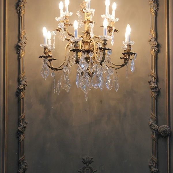 Gold and white chandelier